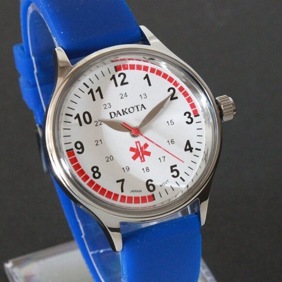 Dakota RN Quartz Nurse Watch Blue Rubber Strap Japanese Movement 35mm - Picture 5 of 13